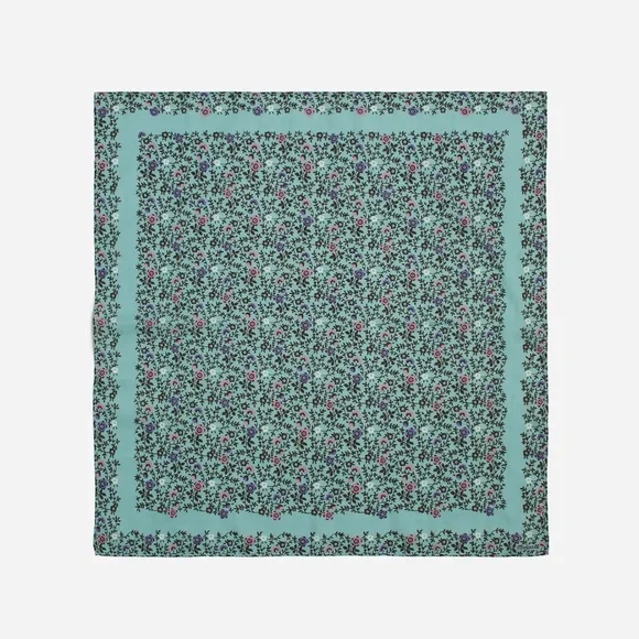 $25 or FREE Gentle Teal Madewell Organic Cotton Scarf Kerchief Floral Bandana - Picture 4 of 10